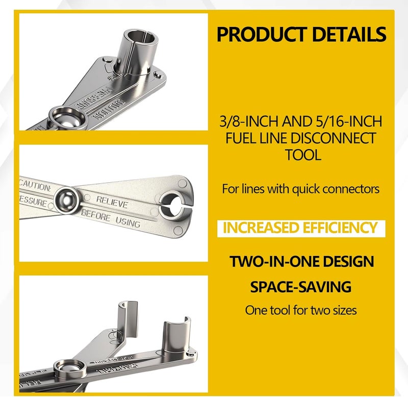 vvag 2 in 1 Fuel Line Disconnect Tool Set for 3/8” and 5/16”,Quick Release Scissor Wrench for Fuel Filter Removal,Professional A/C & Heater Line Service Tool Compatible with GM, Ford, Mazda Vehicles - Image 3